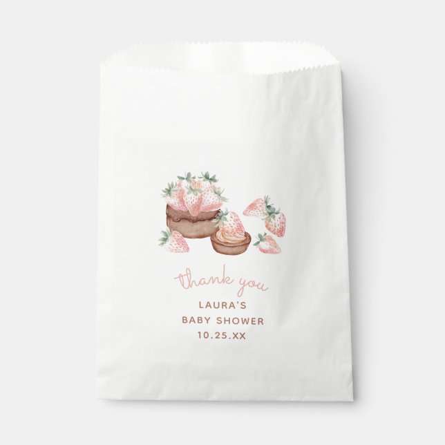 Strawberry Chocolate Cake Berry Sweet Baby Shower Favour Bag (Front)