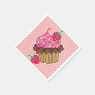 Strawberry & Chocolate Cupcake Birthday Napkins