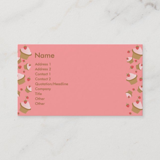 Strawberry Chocolate Cupcakes Business Card (Front)