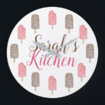 Strawberry Chocolate Ice Cream Popsicles Kitchen Large Clock<br><div class="desc">Wall clock features an original illustration of delicious strawberry shortcake and chocolate eclair ice cream popsicles. Just personalize for a fun kitchen accessory. This foodie design is also available on other products. Coordinating fruit-themed decor is also available. Don't see what you're looking for? Need help with customization? Contact Rebecca to...</div>