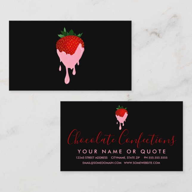 strawberry chocolate strawberry business card (Front/Back)