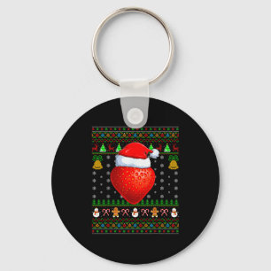 Strawberry Christmas Lights Funny Santa Ugly Sweat Keychain