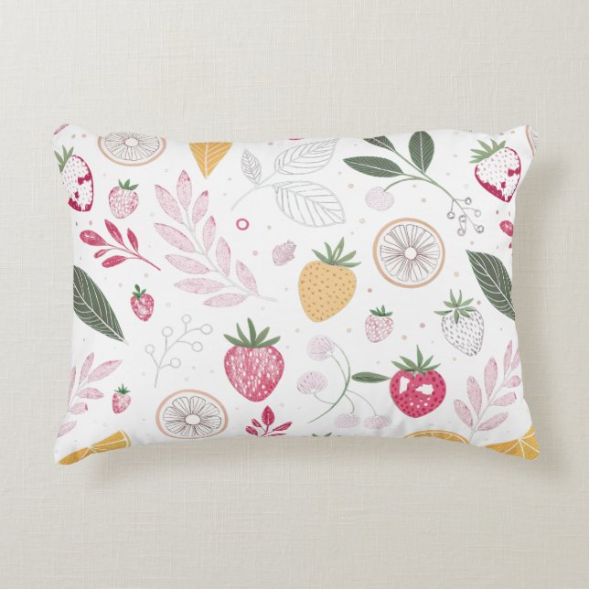 Strawberry Citrus Botanical Accent Pillow (Front)