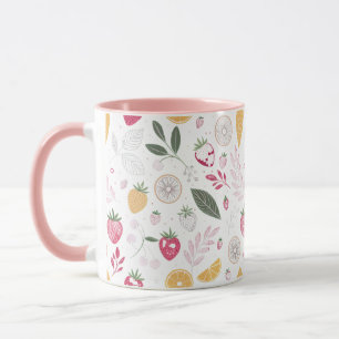 Strawberry Citrus Botanical Pattern – 11 oz Combo  Mug