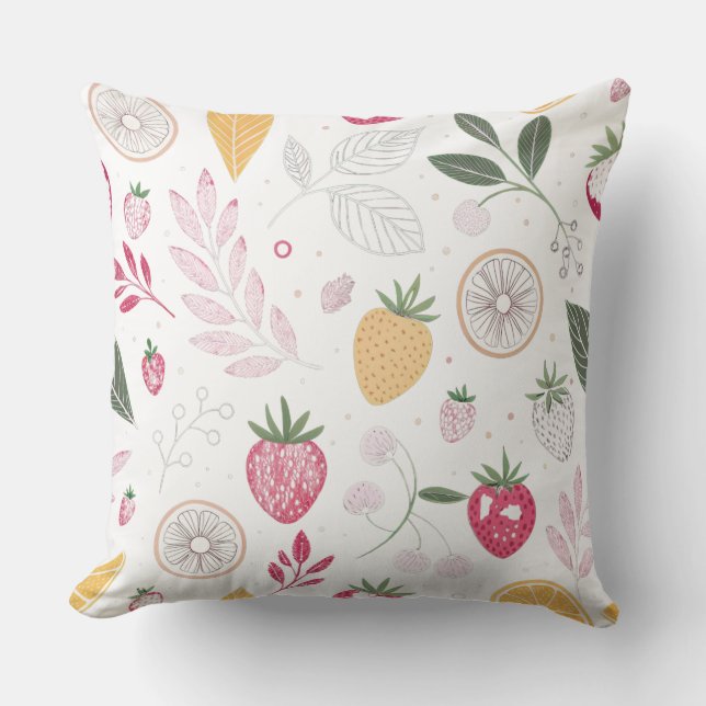Strawberry Citrus Fruit Polyester Throw Pillow (Front)