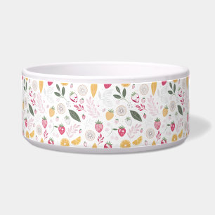 Strawberry Citrus Pet Bowl – Botanical Ceramic Dis