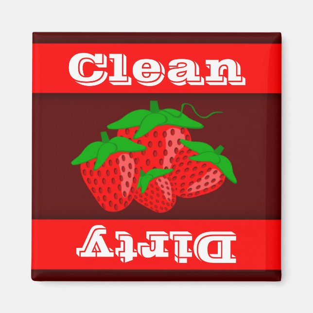 Strawberry Clean Dirty Indicator Dishwasher Magnet (Front)