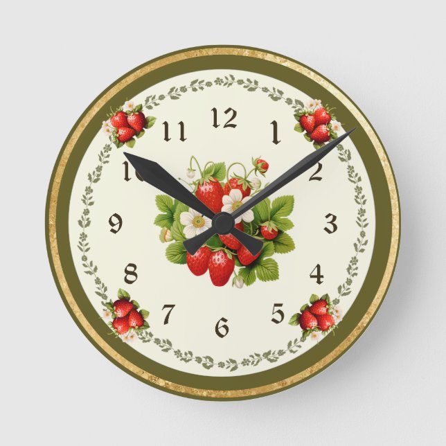 Strawberry Clock Loden Green Bavarian Look (Front)