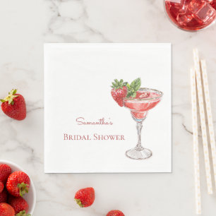 Strawberry Cocktail Drinks Bridal Shower Napkin