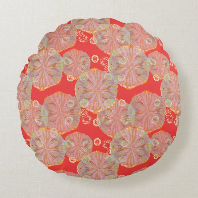 Strawberry Cocktail Round Throw Pillow (Front)