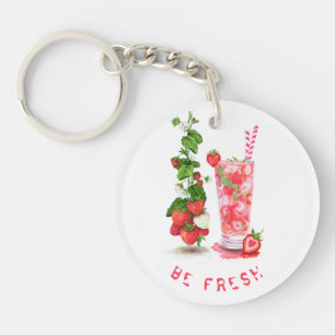 Strawberry Cool Drink Fruits Keychain Gift