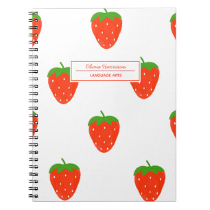 Strawberry Cottagecore Name and Subject Notebook