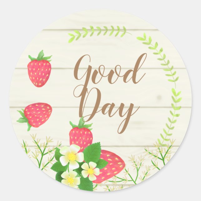Strawberry. Country-styled. Personalized.  Classic Round Sticker (Front)