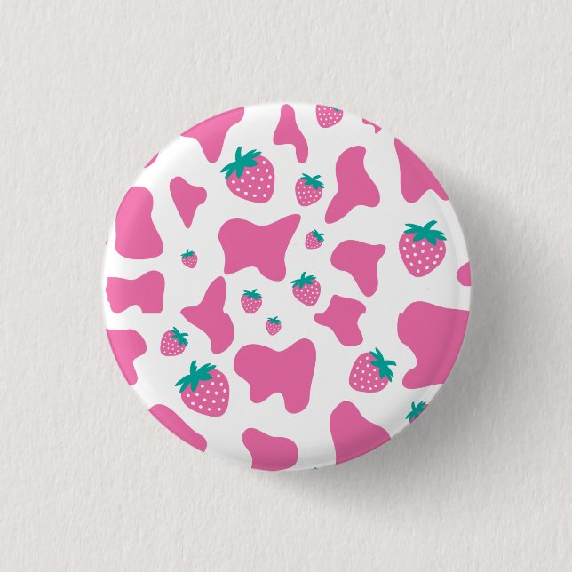 Strawberry Cow 1 Inch Round Button (Front)
