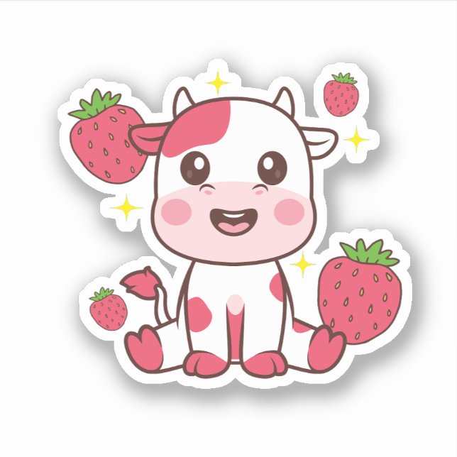 Strawberry Cow, Cute Cow, Pink Cow Pet (Front)