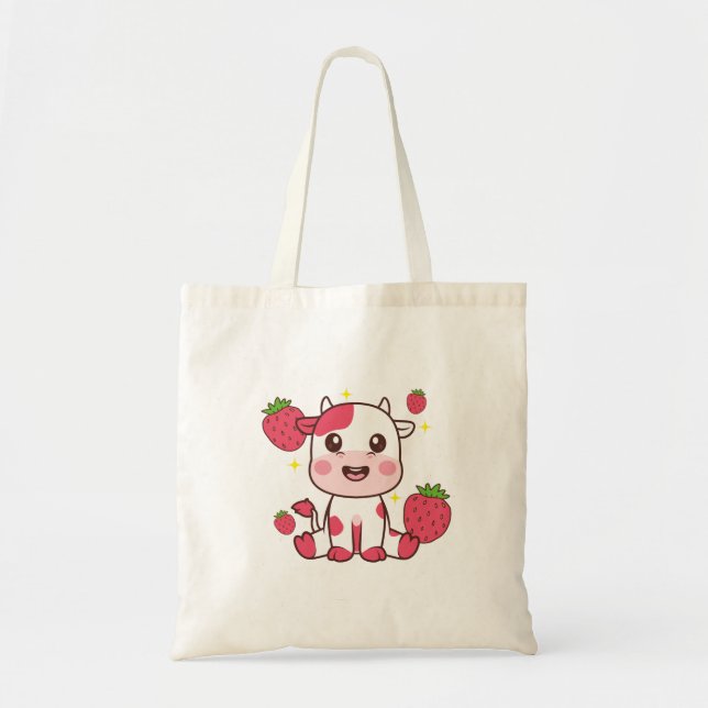 Strawberry Cow, Cute Cow, Pink Cow Pet Tote Bag (Front)