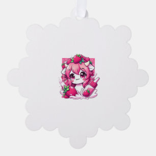 Strawberry Cow Kawaii Anime Strawberry Milk _1 Ornament Card