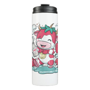 Strawberry Cow Kawaii Anime Strawberry Milk _4 Thermal Tumbler