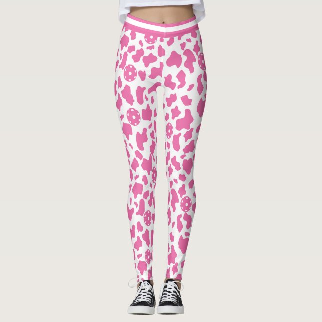 Strawberry cow pickleball (Smaller tile size) Leggings (Front)