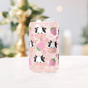 Strawberry Cows Can Glass