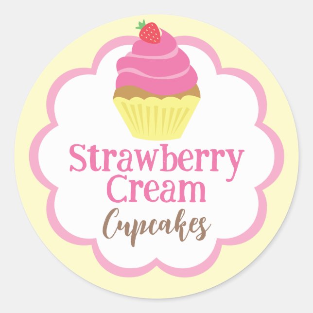 Strawberry Cream Cupcake Scallop Label (Front)