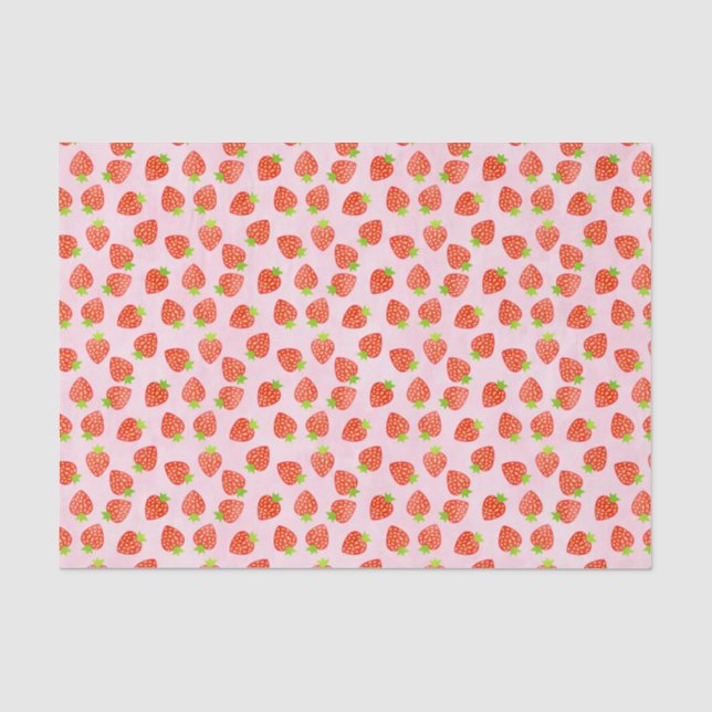 Strawberry Cream Pattern Pretty Pink Red Fruit Tissue Paper (Front)