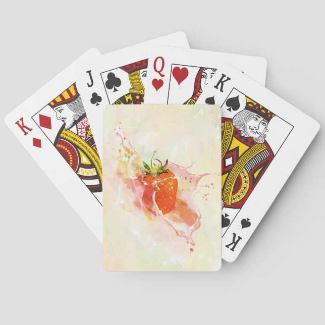 Strawberry Cream Splash! Watercolor Playing Cards (Back)