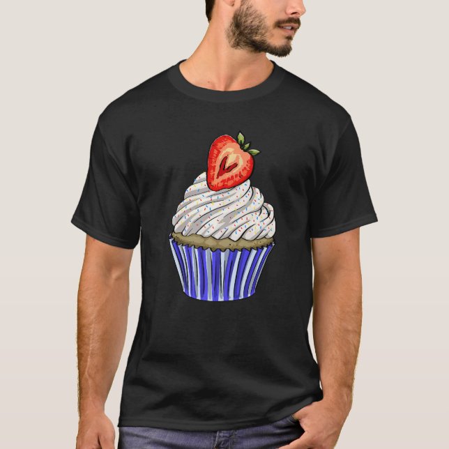 Strawberry Cup Cakes Plain  Women Baking Muffins L T-Shirt (Front)