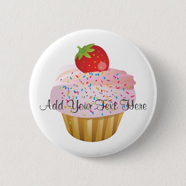 Strawberry Cupcake 2 Inch Round Button (Front)