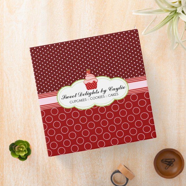 Strawberry Cupcake Bakery 2 Inch Binder (In Situ)