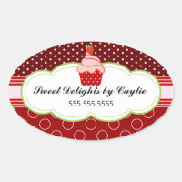 Strawberry Cupcake Bakery Cake Box Seals