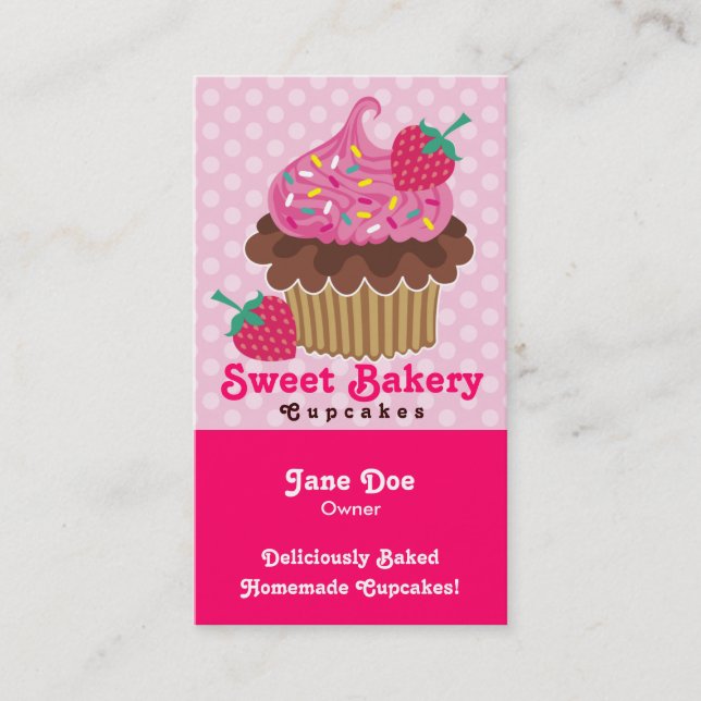 Strawberry Cupcake Business Cards (Front)