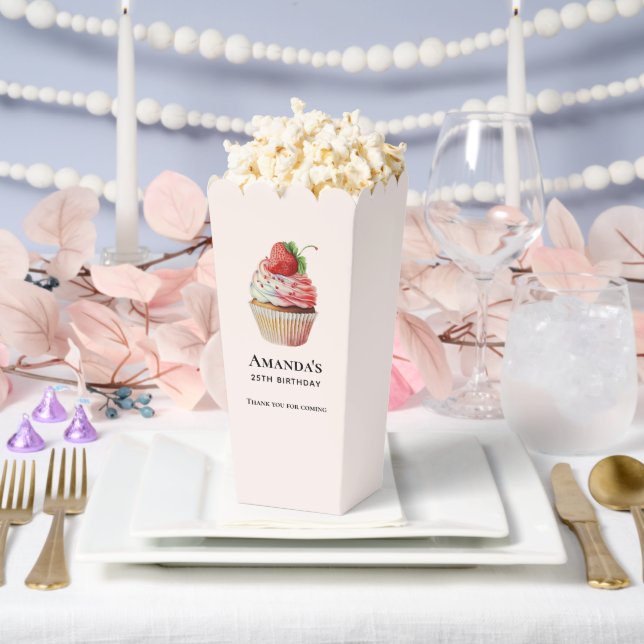 Strawberry Cupcake Dessert Birthday Thank You Favor Box (Wedding)
