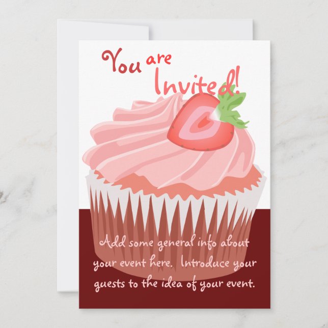 Strawberry Cupcake Invitation (Front)