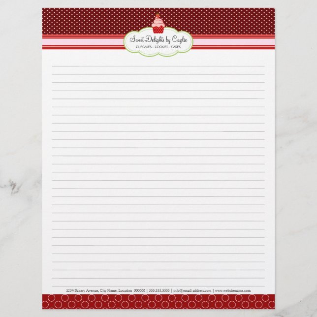 Strawberry Cupcake Lined Recipe Paper (Front)