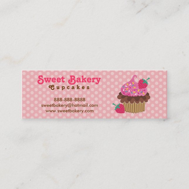 Strawberry Cupcake Mini Business Cards Tags (Front)