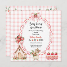 Strawberry Cupcake Mouse Baby Shower Invitation
