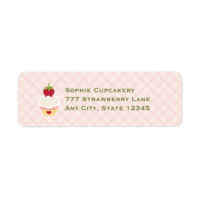 Strawberry Cupcake Return Address Labels (Front)