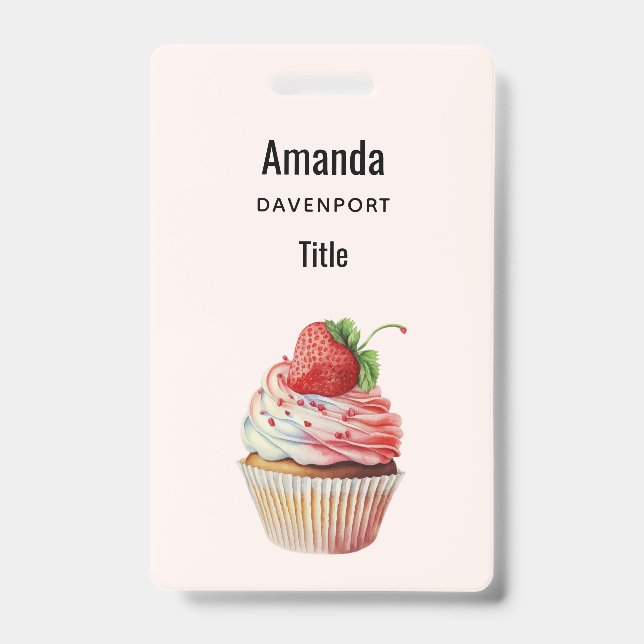 Strawberry Cupcake Sweet Dessert Badge (Front)