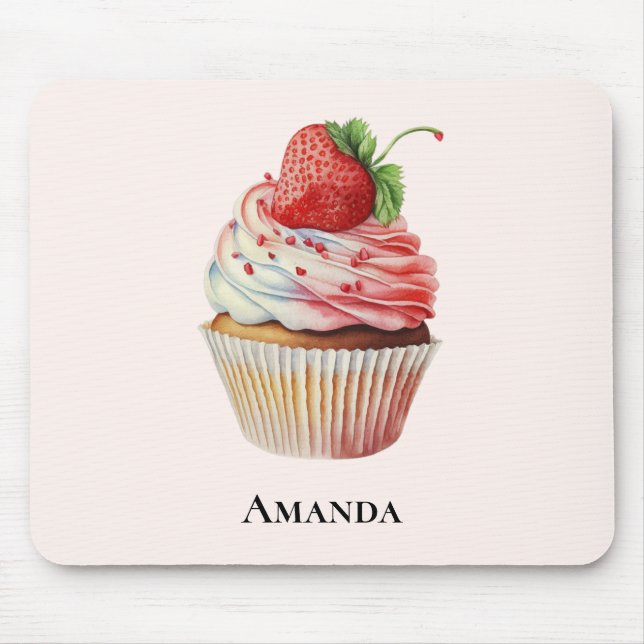 Strawberry Cupcake Sweet Dessert Mouse Pad (Front)