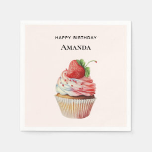 Strawberry Cupcake Sweet Dessert Napkin