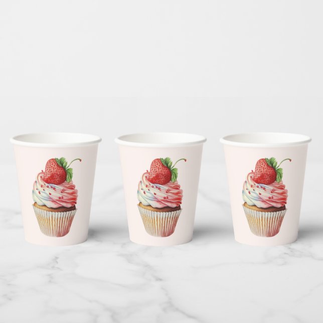 Strawberry Cupcake Sweet Dessert Paper Cups (Multi)