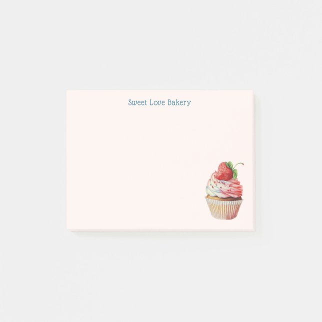 Strawberry Cupcake Sweet Dessert Post-it Notes (Front)