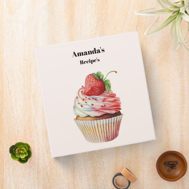 Strawberry Cupcake Sweet Dessert Recipe Binder (In Situ)