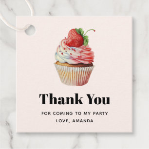 Strawberry Cupcake Sweet Dessert Thank You Favour Tags