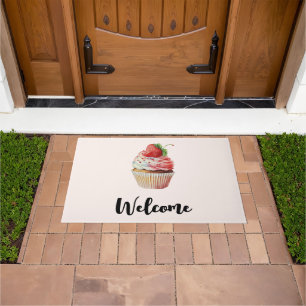 Strawberry Cupcake Sweet Dessert Welcome Doormat