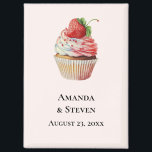 Strawberry Cupcake Sweet Wedding Save the Date Magnet<br><div class="desc">Wedding save the date magnet with a yummy illustration featuring a delicious looking cupcake. White cream and a big strawberry adorn this yummy sweet treat.</div>