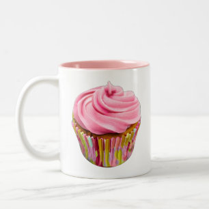 Strawberry Cupcake with Pink Frosting Two-Tone Coffee Mug