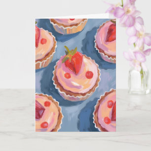 Strawberry Cupcakes Fruit Watercolor Celebratory Card