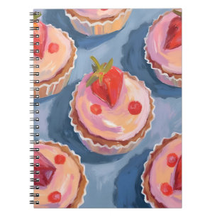 Strawberry Cupcakes Fruit Watercolor Celebratory Notebook